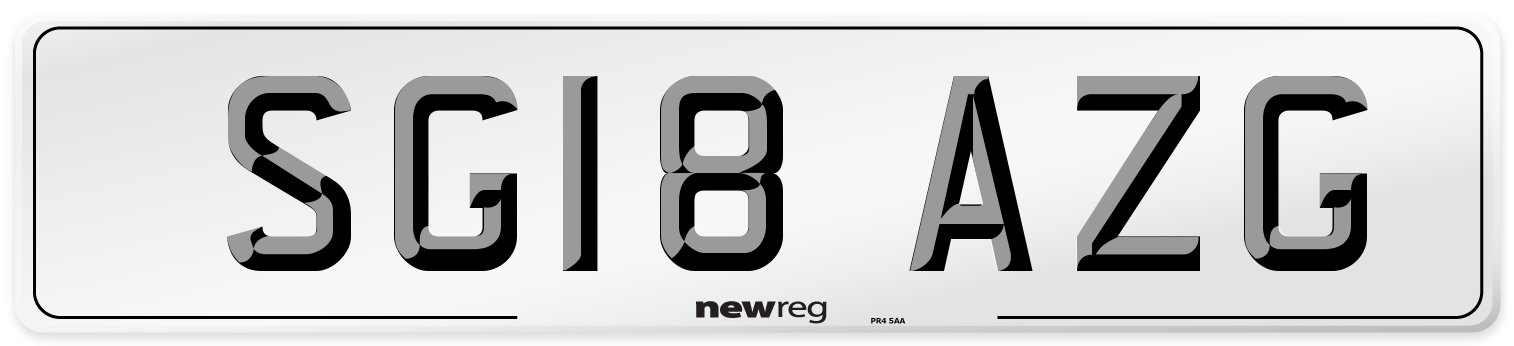 SG18 AZG Number Plate from New Reg